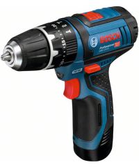 Bosch Professional GSB 12V-15 Akku-Schlagbohrschrauber, 2x2,0Ah inklusive 39-teilig Zubehör-Set in Tasche, 1 Stück, 0615990GB1