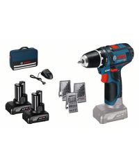 Bosch Akku Bohrschrauber GSR 12V-15 + 2x 4,0Ah in Tasche + 39tlg. Zubehör