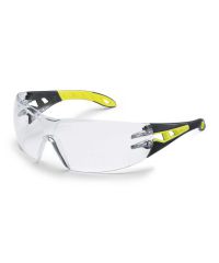 Uvex Bügelbrille pheos s, farblos, schwarz/lime (9192710)