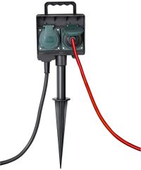 Brennenstuhl Gartensteckdose, Außensteckdose 2-fach mit Erdspieß, Farbe: schwarz