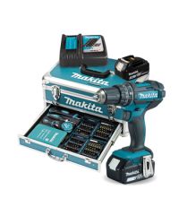 Makita DHP482RFX9 Akku-Schlagbohrschrauber 18V /2x 3,0 Ah Akku + Ladegerät inkl. 96tlg. Zubehör-Set im Alukoffer