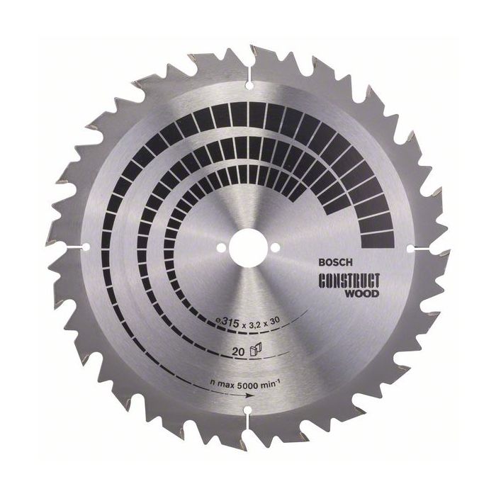 Bosch Zubehör 2608640701 Kreissägeblatt Construct Wood 315 x 30 x 3,2 mm, 20