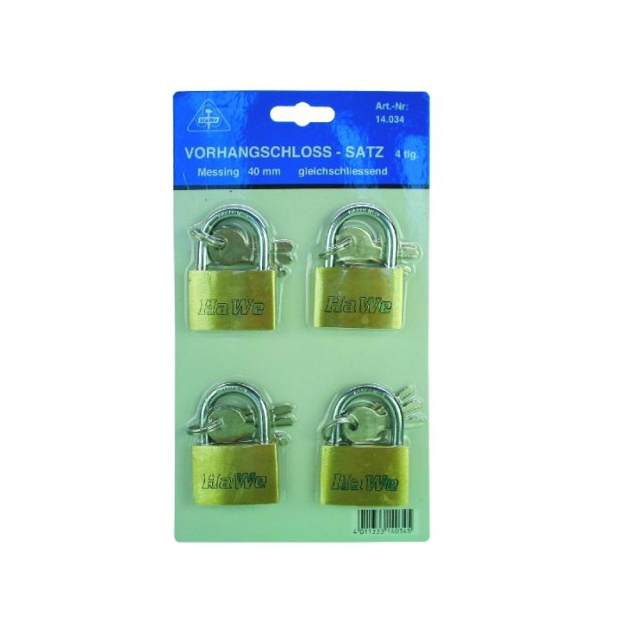 Mess-Vorhängeschloß Satz 4-tlg.Schloß