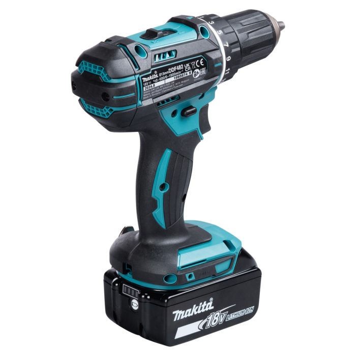 Makita DDF482Z Bohrschrauber 18,0 V (ohne Akku, ohne Ladegerät), 18 V, Schwarz, Blau