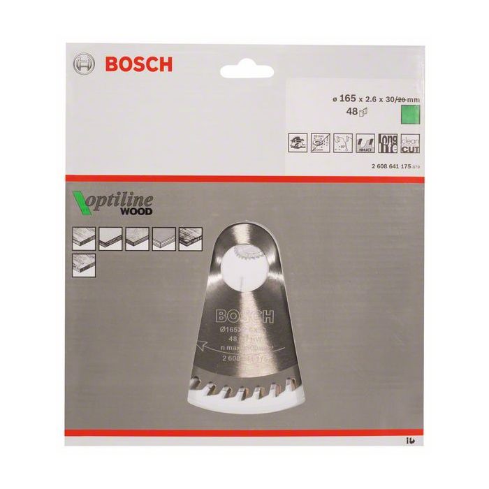 Bosch Zubehör 2608641175 Kreissägeblatt Optiline Wood 165 x 30 x 2,6 mm